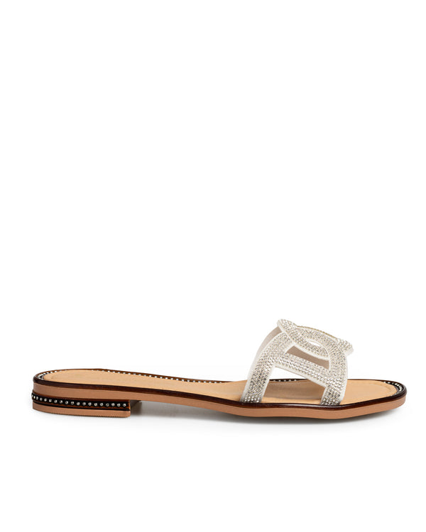 Sandalia Plana Plata Brillos 1041KR