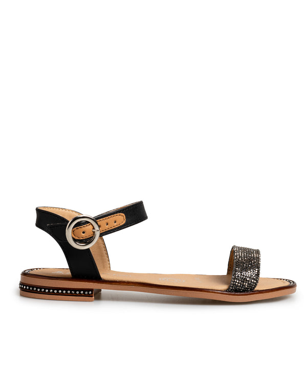 Sandalia Negra Tira Brillos 1043KR