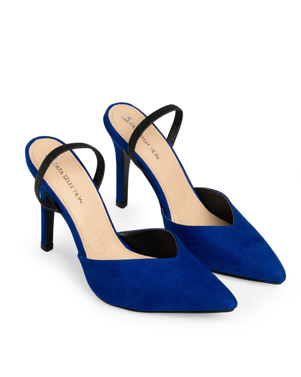 Tacón Picudo Slingback Azul 1058JP – Zata Selection