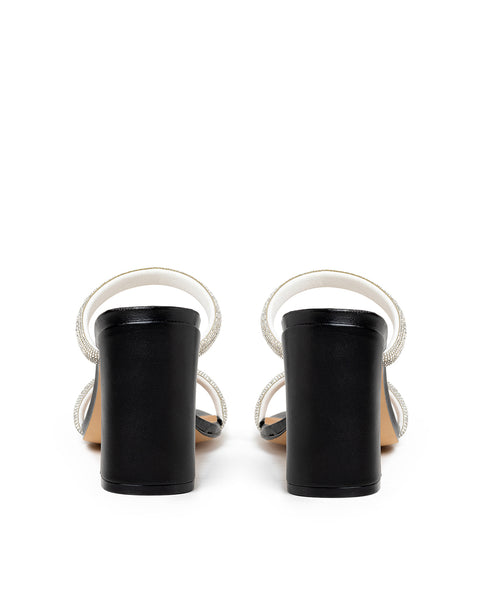 Sandalia Negra Doble Tira Glitter 1523541