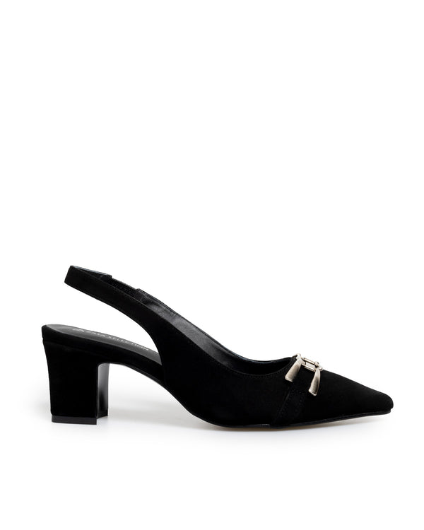 Zapatilla Negra Slingback Herraje 1312AC
