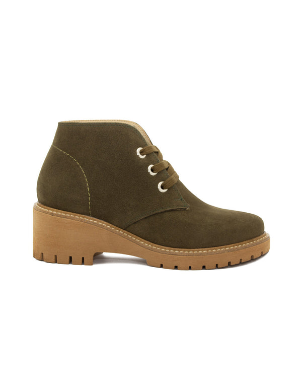 Botín Verde Suela Combat Cordones 13007