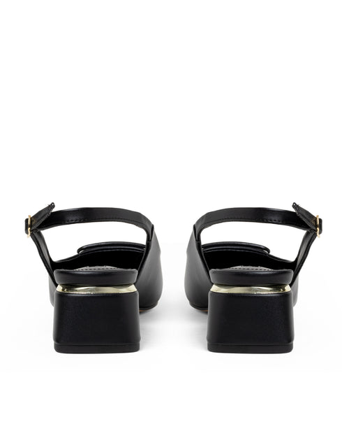 Tacón Slingback Negro Hebilla Cuadrada 332501