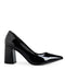Zapatilla Negra Picuda Tacón Ancho 2000WC