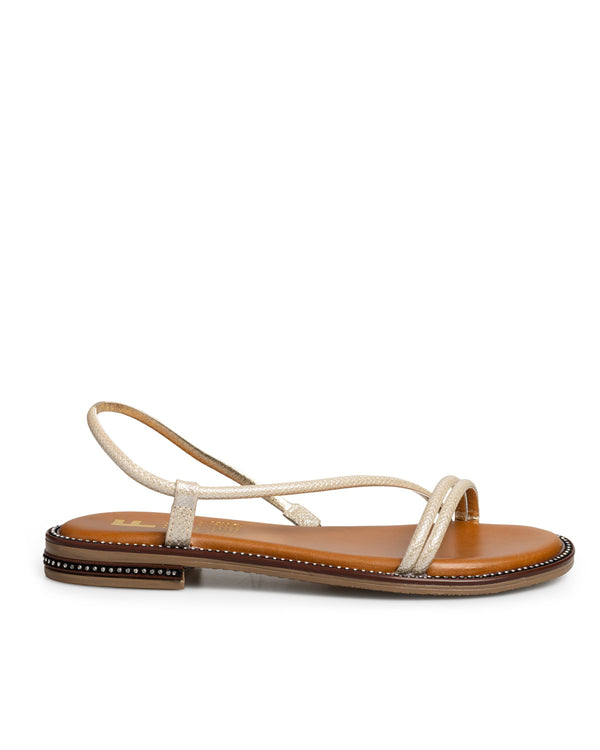 Sandalia Beige Tiras Metalizadas 224204