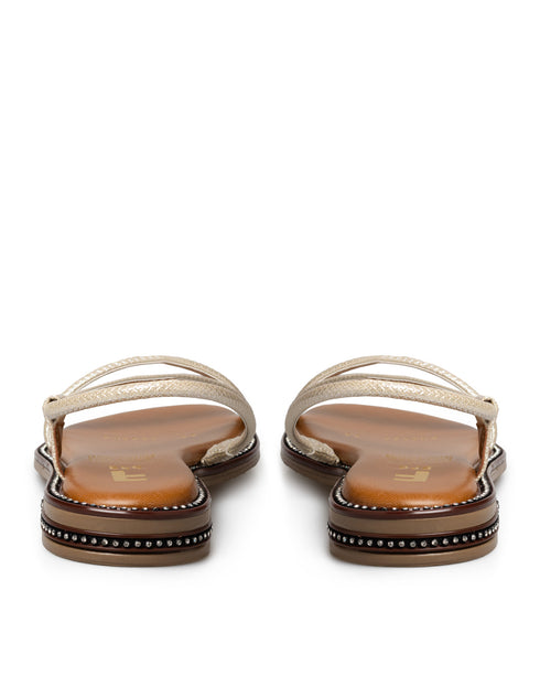 Sandalia Beige Tiras Metalizadas 224204