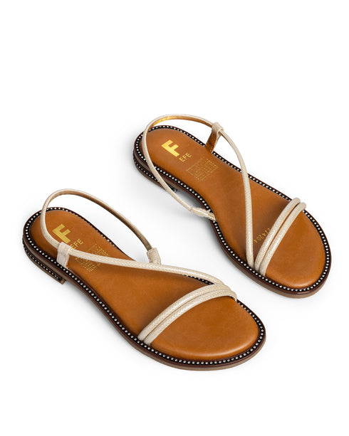 Sandalia Beige Tiras Metalizadas 224204