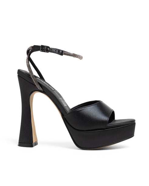 Sandalia Plataforma Negra Ankle Strap Glitter 337802