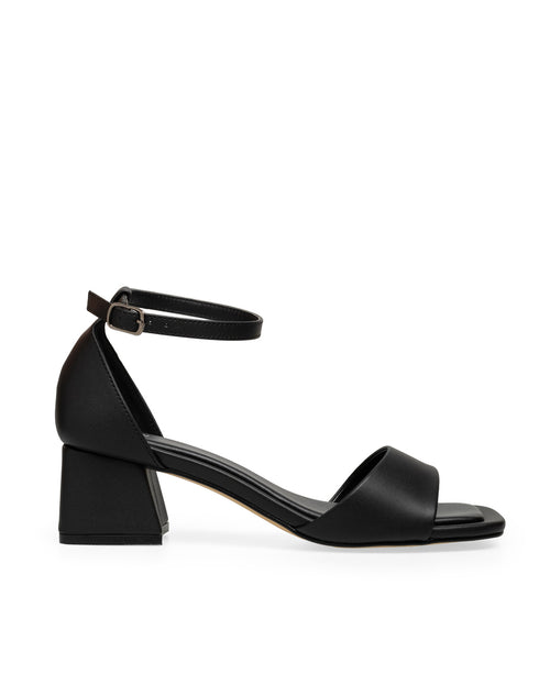 Sandalia Negra Ankle Strap Tacón Bajo 242201