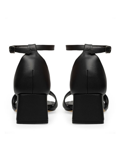 Sandalia Negra Ankle Strap Tacón Bajo 242201