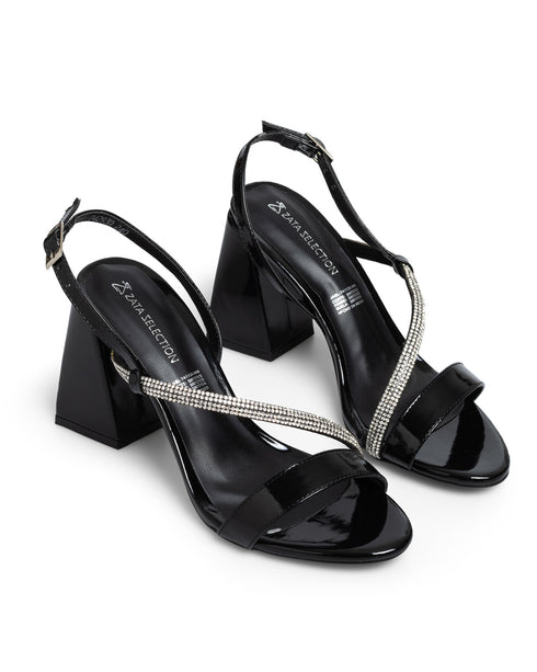 Sandalia Negra Tira Brillos 242930