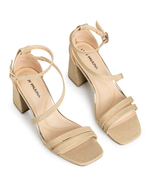 Sandalia Oro Ankle Strap Tira Cruzada 243027