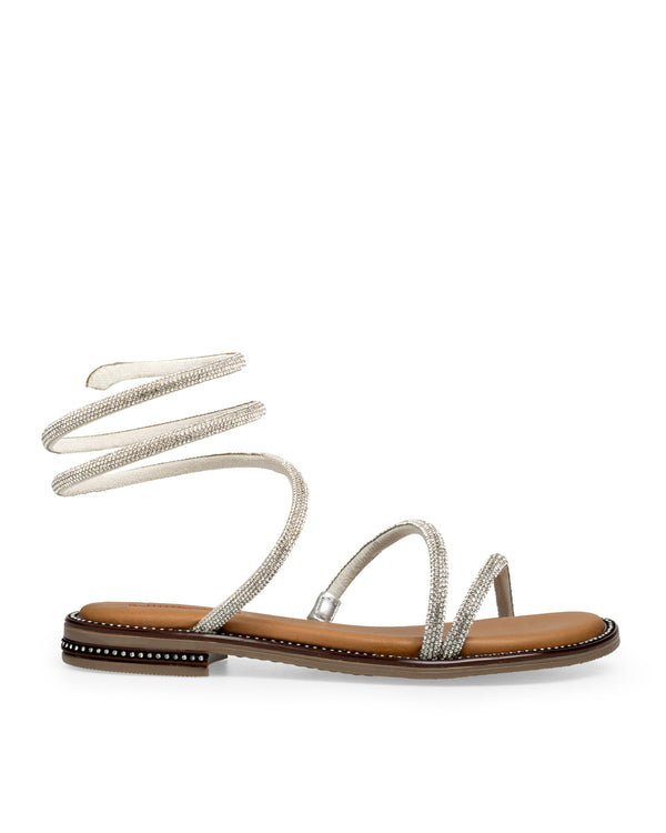 Sandalia Plana Tiras Cristal Glitter 244202