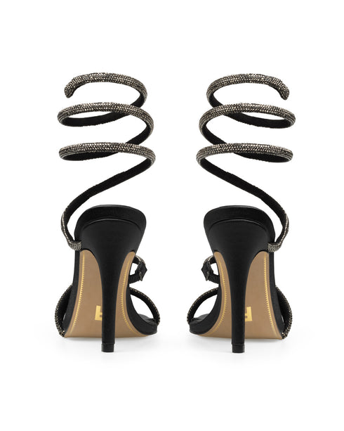 Sandalia Negra Tiras Glitter Lace Up 248202