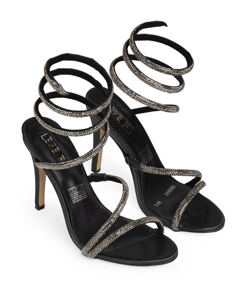 Sandalia Negra Tiras Glitter Lace Up 248202