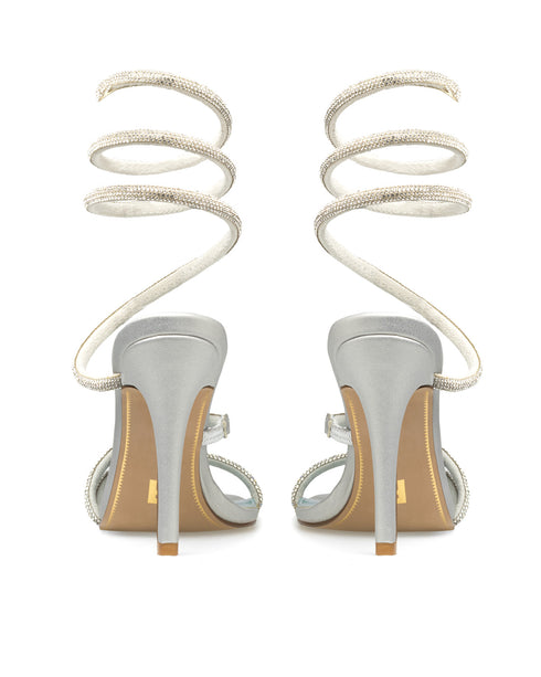 Sandalia Plata Tiras Glitter Lace Up 248202