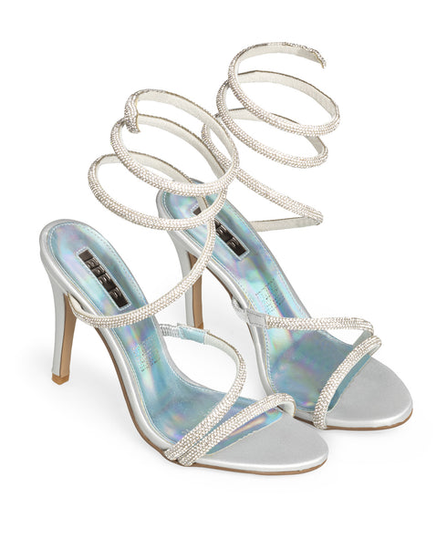 Sandalia Plata Tiras Glitter Lace Up 248202