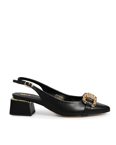 Zapatilla Negra Slingback Hebilla 252504