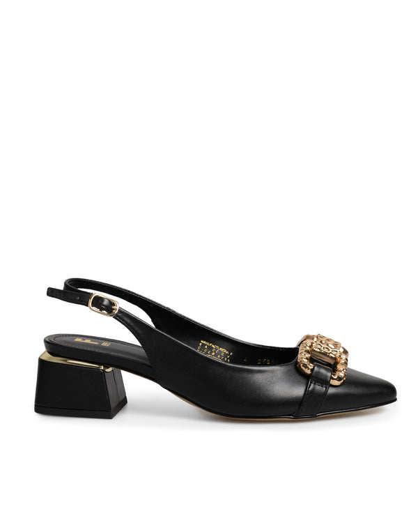 Zapatilla Negra Slingback Hebilla 252504