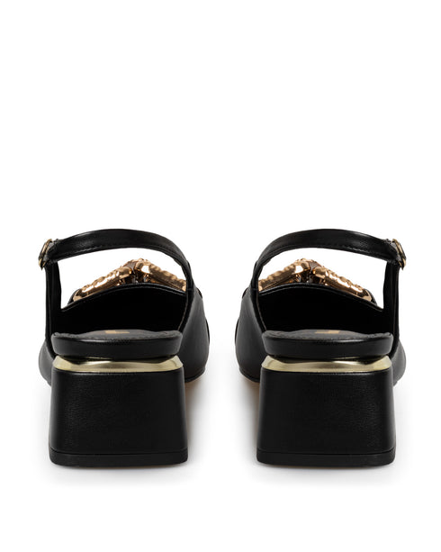 Zapatilla Negra Slingback Hebilla 252504