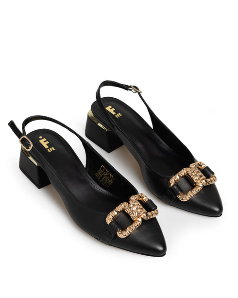 Zapatilla Negra Slingback Hebilla 252504