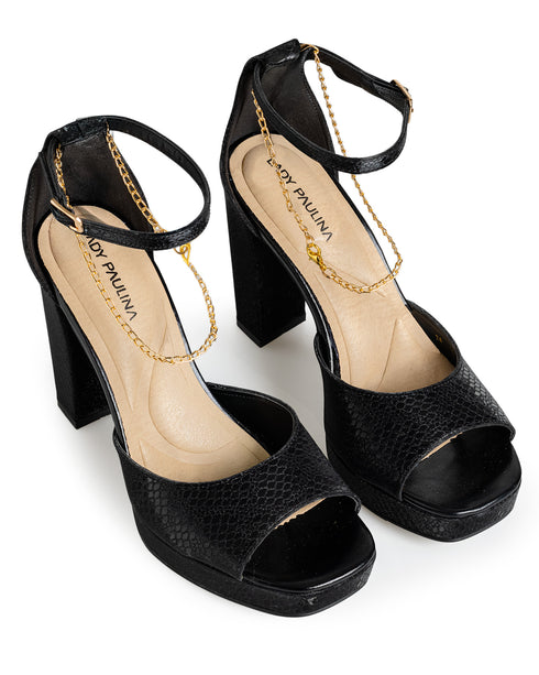 Sandalia Zapatilla Ankle Strap Cadena Oro 261022