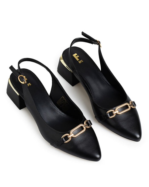 Zapatilla Slingback Negra Herraje 262504