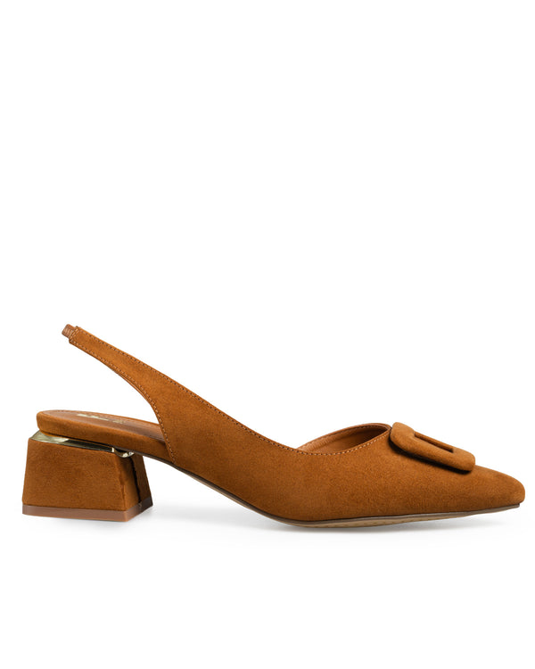Zapatilla Slingback Miel Hebilla Cuadrada 262506