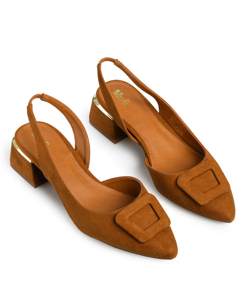 Zapatilla Slingback Miel Hebilla Cuadrada 262506