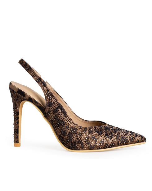 Zapatilla Café Leopardo Brillos Slingback 263944