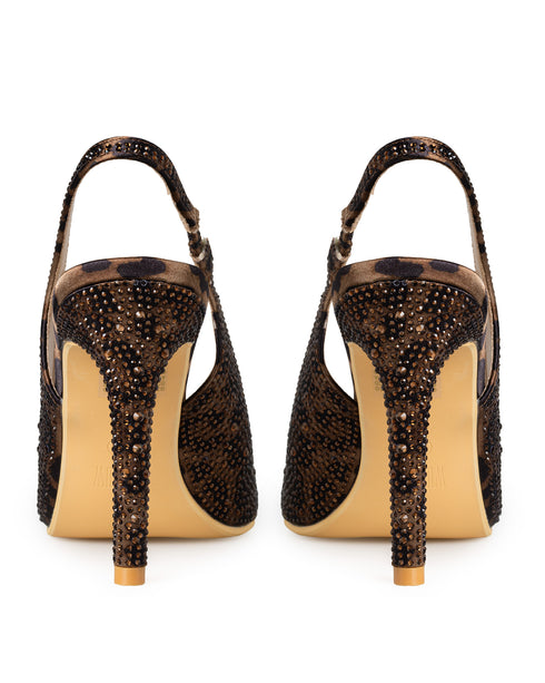 Zapatilla Café Leopardo Brillos Slingback 263944