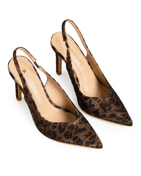 Zapatilla Café Leopardo Brillos Slingback 263944