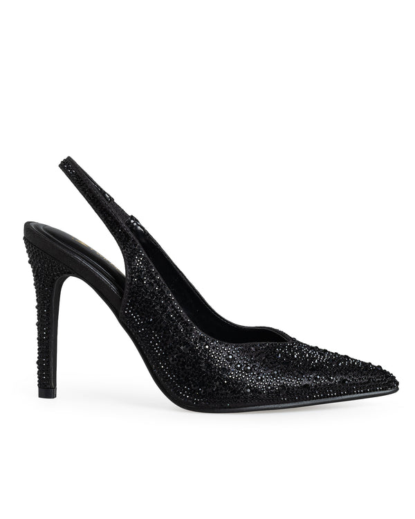 Zapatilla Negra Brillos Slingback 263944