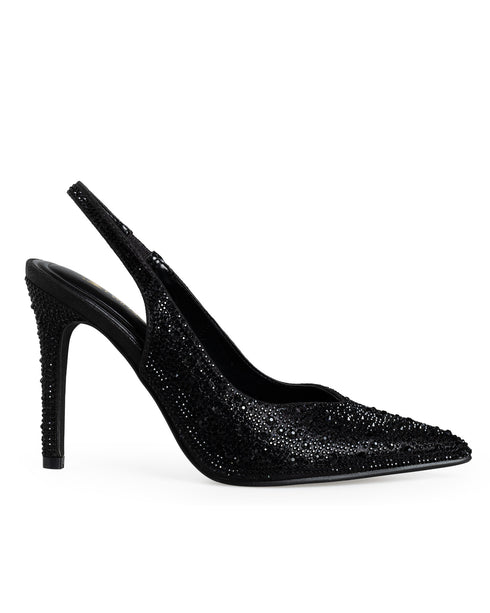 Zapatilla Negra Brillos Slingback 263944
