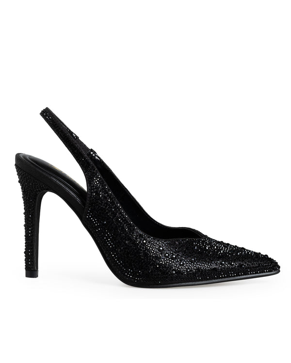 Zapatilla Negra Brillos Slingback 263944