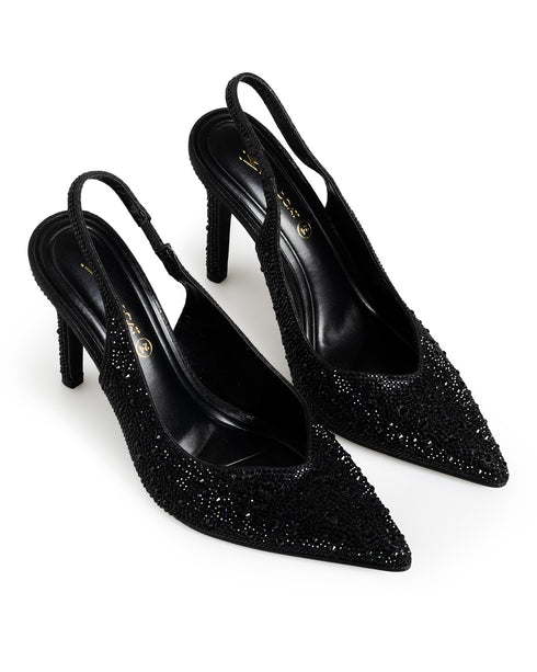 Zapatilla Negra Brillos Slingback 263944