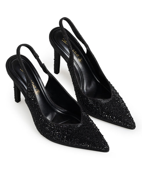 Zapatilla Negra Brillos Slingback 263944