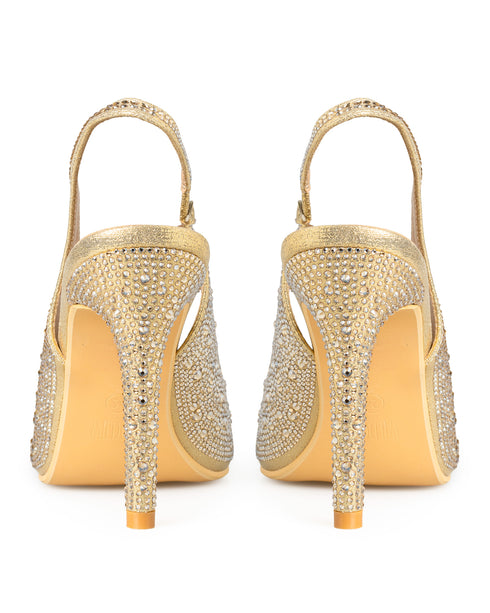 Zapatilla Oro Brillos Slingback 263944