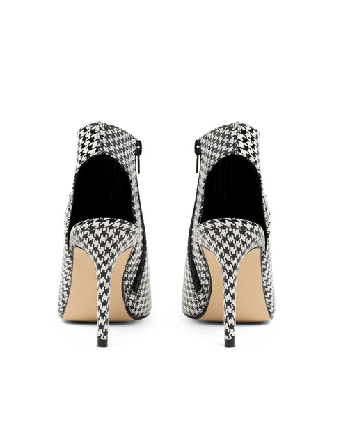 Zapatilla Abotinada Blanco Negro Hebilla Cristales ANGEL63