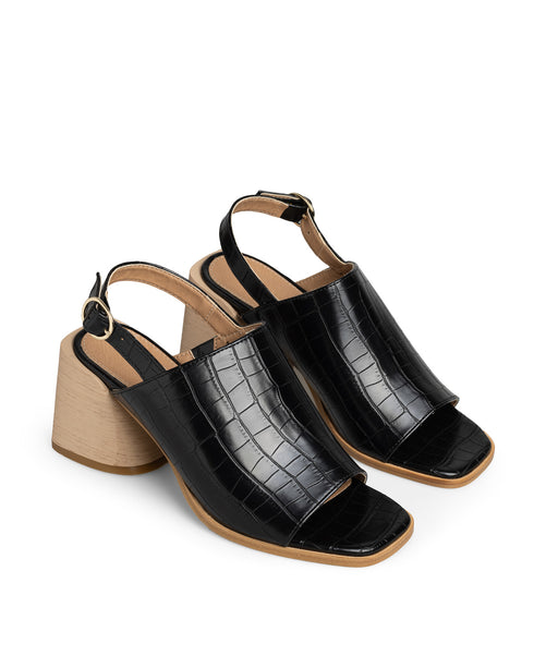 Sandalia Negra Slingback Tacón Ancho 2813916