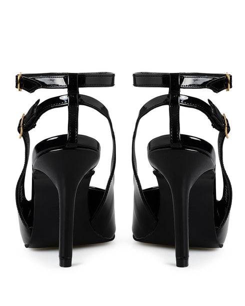Zapatilla Negra Picuda Ankle Strap 285041 negro