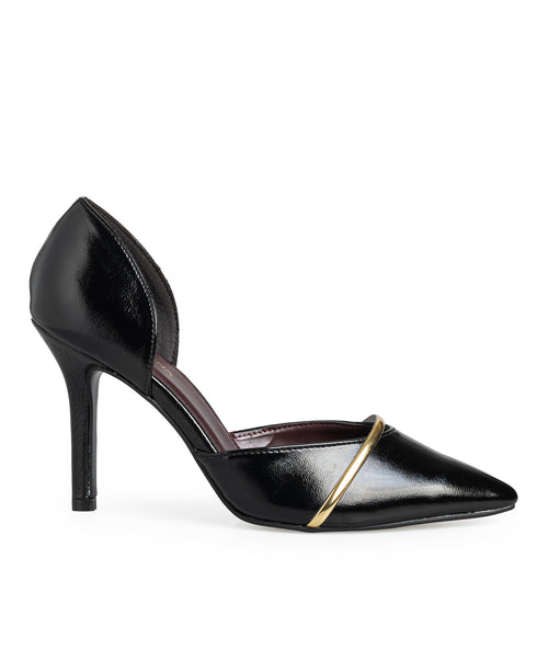 Zapatilla Negra Tira Dorada 285046