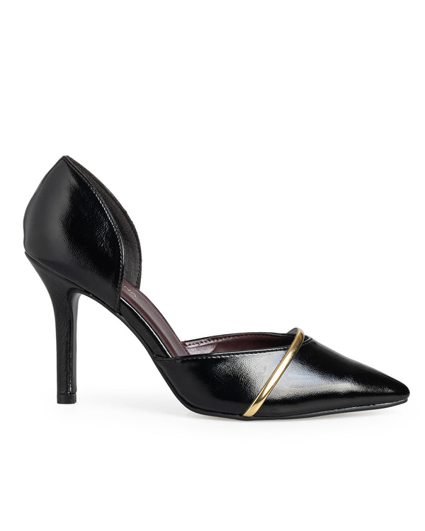 Zapatilla Negra Tira Dorada 285046