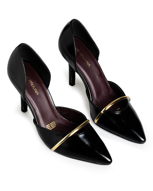 Zapatilla Negra Tira Dorada 285046