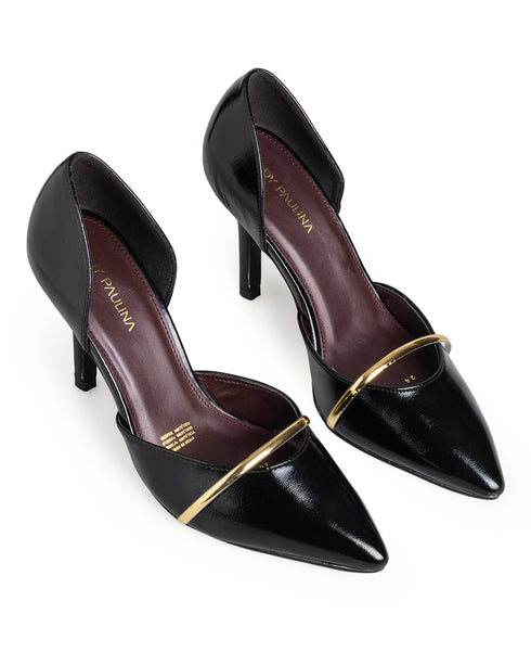 Zapatilla Negra Tira Dorada 285046