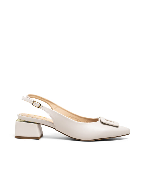 Tacón Slingback Latte Hebilla Cuadrada 332501