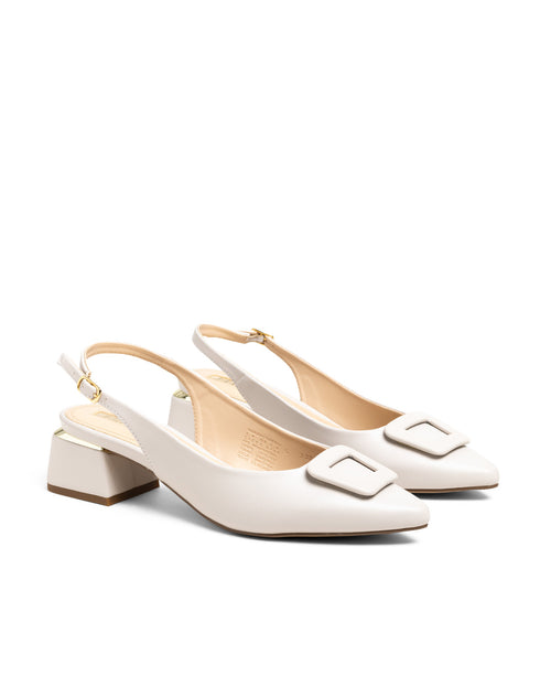 Tacón Slingback Latte Hebilla Cuadrada 332501