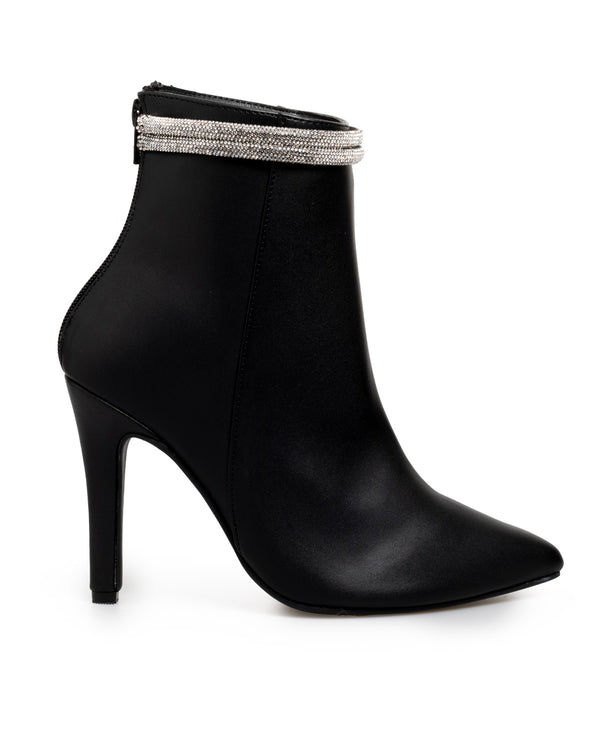 Botín Negro Liso Tiras Glitter 3001SS