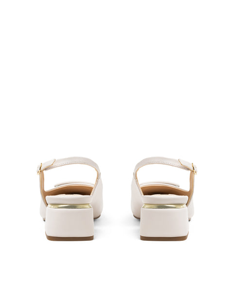 Tacón Slingback Latte Hebilla Cuadrada 332501
