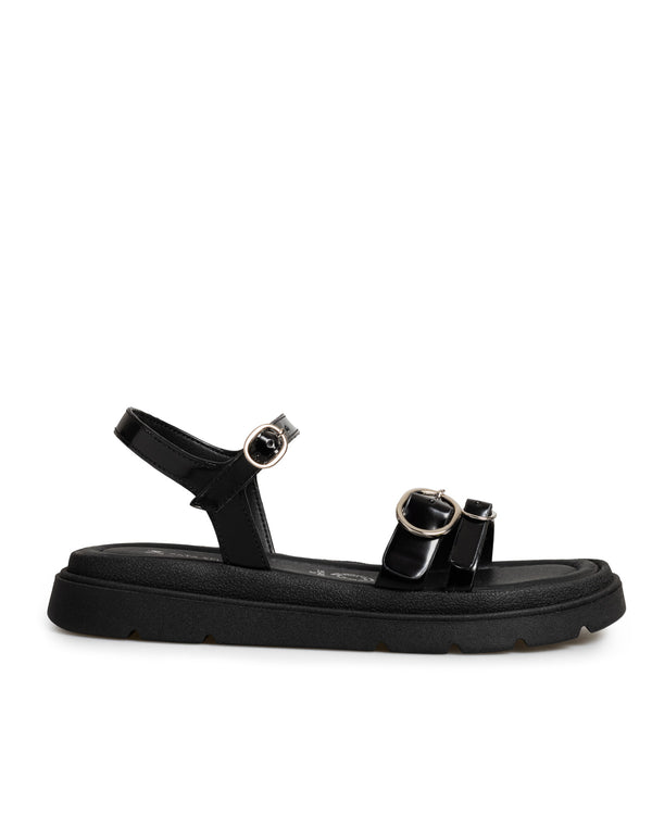 Sandalia Plana Negra Charol Chunky 3154039